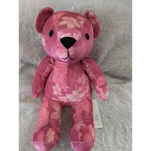 Johnny Was Pink Printed Velvet Teddy Bear Floral Plush H88224-9 NWT